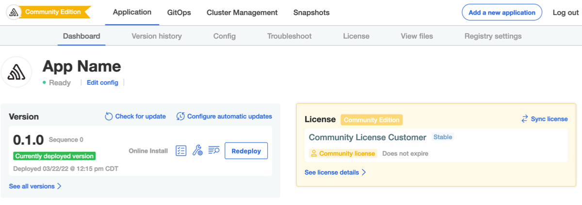 Community License Dashboard